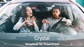  Presentation with sleepy yawning man driving car - Audience pleasing slides consisting of man at the wheel front backdrop and a seafoam green colored foreground