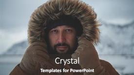  Presentation with winter weather - Audience pleasing theme consisting of man-at-winter-in-stormy backdrop and a tawny brown colored foreground