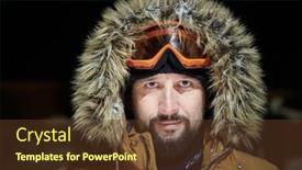  Presentation with winter weather - Slide deck having man-at-winter-in-stormy background and a tawny brown colored foreground