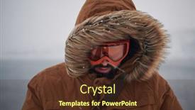  Presentation with winter weather - Beautiful PPT theme featuring man-at-winter-in-stormy backdrop and a tawny brown colored foreground