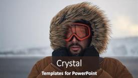  Presentation with winter weather - Presentation theme consisting of man-at-winter-in-stormy background and a tawny brown colored foreground