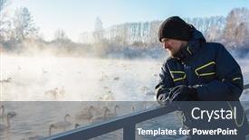  Presentation with lake - Colorful presentation enhanced with man-at-winter-nonfreezing-lake and a ocean colored foreground