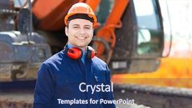  Presentation with construction work - PPT layouts having man at work background and a  colored foreground