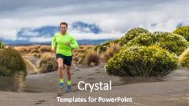  Presentation with marathon man - PPT theme featuring man athlete runner running marathon background and a gray colored foreground