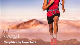  Presentation with running mountains - Audience pleasing slide set consisting of man athlete trail running in the mountains landscape runner athlete training backdrop and a coral colored foreground