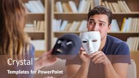  Presentation with psychology - Slide deck featuring man attending psychology therapy session background and a violet colored foreground