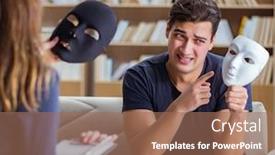  Presentation with psychology - Presentation design consisting of man attending psychology therapy session with doctor background and a coral colored foreground