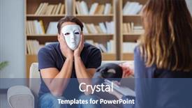  Presentation with psychology - Presentation having man attending psychology therapy session background and a ocean colored foreground