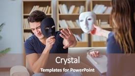  Presentation with psychology - Beautiful slides featuring man attending psychology therapy session backdrop and a violet colored foreground