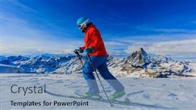  Presentation with backcountry - Amazing theme having man-backcountry-skiing-on-fresh backdrop and a teal colored foreground