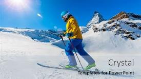  Presentation with backcountry - Beautiful PPT layouts featuring man-backcountry-skiing-on-powder backdrop and a light blue colored foreground