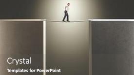  Presentation with danger - Cool new PPT theme with man-balances-himself-to-cross backdrop and a dark gray colored foreground
