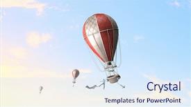  Presentation with flying - Cool new slide deck with blue baloons - aerostats flying high mixed media backdrop and a  colored foreground