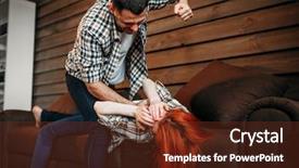  Presentation with domestic violence - Theme consisting of man beats woman domestic violence background and a  colored foreground