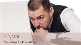  Presentation with desk - Colorful presentation enhanced with man-behind-an-office-desk backdrop and a soft green colored foreground