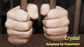  Presentation with prison bars - Beautiful theme featuring man behind jail bars backdrop and a tawny brown colored foreground
