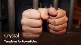  Presentation with prison bars - Theme having man behind jail bars background and a tawny brown colored foreground