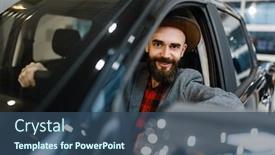  Presentation with dealership - Audience pleasing theme consisting of man-behind-the-wheel backdrop and a ocean colored foreground