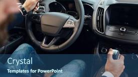  Presentation with automobile - Audience pleasing slide set consisting of man-behind-the-wheel backdrop and a ocean colored foreground