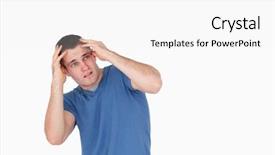  Presentation with creation of man - Cool new slide deck with man being afraid of something backdrop and a white colored foreground