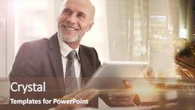  Presentation with work the word in your life - PPT theme featuring man being cheerful at work background and a tawny brown colored foreground