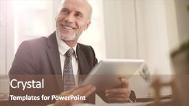  Presentation with work - Beautiful presentation theme featuring man being happy at work backdrop and a violet colored foreground