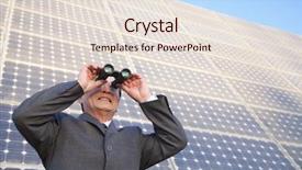  Presentation with solar panels - PPT layouts featuring man binnoculars - businessman looking through binoculars background and a lemonade colored foreground