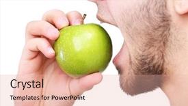  Presentation with fresh water splash green apple isolated white - Audience pleasing slide set consisting of man biting fresh green apple backdrop and a lemonade colored foreground
