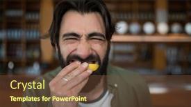  Presentation with lemon - Audience pleasing PPT layouts consisting of man-biting-into-lemon-wedge backdrop and a tawny brown colored foreground