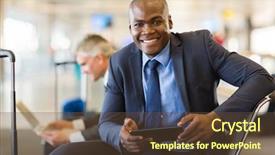  Presentation with lgbt business travel - Audience pleasing presentation consisting of man black suit - happy african business traveler backdrop and a tawny brown colored foreground