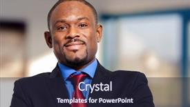  Presentation with modern reflective office buildings - Theme with man black suit - mature african businessman background and a wine colored foreground
