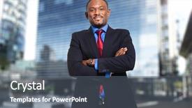  Presentation with african tribes - PPT layouts featuring man black suit - smiling african businessman background and a gray colored foreground