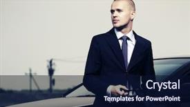  Presentation with cell - Slides enhanced with man black suit - young businessman with a cell background and a navy blue colored foreground