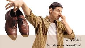  Presentation with nose - Theme consisting of man-blocking-his-nose background and a coral colored foreground