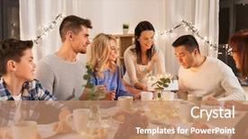  Presentation with happy birthday cake - Presentation theme having man blowing candles on birthday background and a coral colored foreground