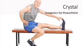  Presentation with bench vise - Amazing presentation having man body - senior in sportswear sitting backdrop and a white colored foreground