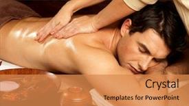  Presentation with beauty salon - Cool new slides with man body in the spa backdrop and a gold colored foreground