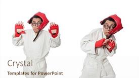  Presentation with boxer - Cool new PPT theme with man-boxer-isolated-on-white backdrop and a cream colored foreground