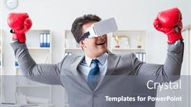  Presentation with boxing - Theme having man-boxing-in-the-office background and a  colored foreground