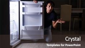  Presentation with fridge - Presentation design with man breaking diet at night background and a tawny brown colored foreground