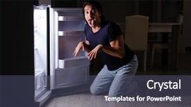  Presentation with fridge - Colorful presentation theme enhanced with man breaking diet at night backdrop and a ocean colored foreground