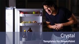  Presentation with diet - Beautiful theme featuring man breaking diet at night backdrop and a ocean colored foreground