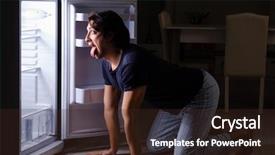  Presentation with fridge - Amazing slide deck having man breaking diet at night backdrop and a wine colored foreground