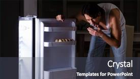  Presentation with fridge - Presentation theme consisting of man breaking diet at night background and a dark gray colored foreground