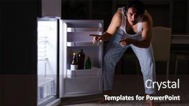  Presentation with fridge - Cool new slides with man breaking diet at night near fridge backdrop and a wine colored foreground
