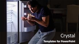  Presentation with fridge - Audience pleasing slide deck consisting of man breaking diet at night near fridge backdrop and a wine colored foreground