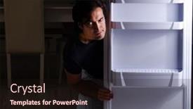  Presentation with diet - Presentation theme having man-breaking-diet-at-night background and a wine colored foreground