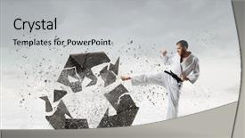  Presentation with karate - Amazing slide deck having man breaking with leg concrete backdrop and a  colored foreground