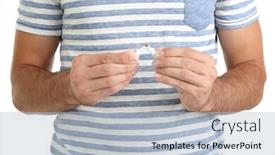  Presentation with cigarette - PPT layouts having man breaks down the cigarette close up background and a light blue colored foreground
