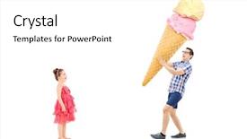  Presentation with ice cream - Audience pleasing presentation theme consisting of man bringing huge ice cream backdrop and a white colored foreground